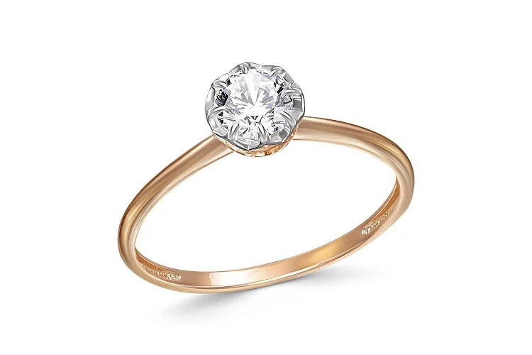 Кольцо из красного золота с фианитом