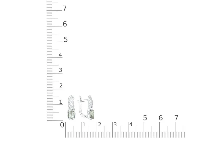 Серьги из белого золота с 2 аметистами и 14 фианитами