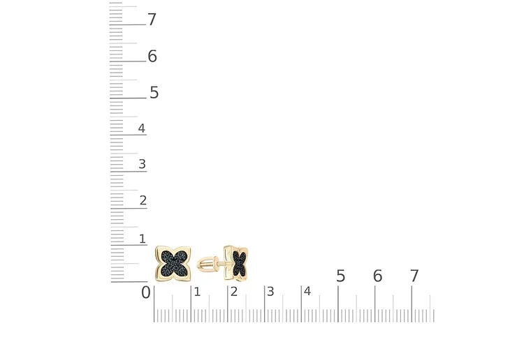 Серьги-пусеты Клевер из жёлтого золота с 42 бриллиантами