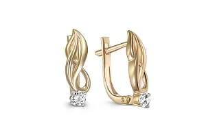 Серьги из жёлтого золота с 2 фианитами