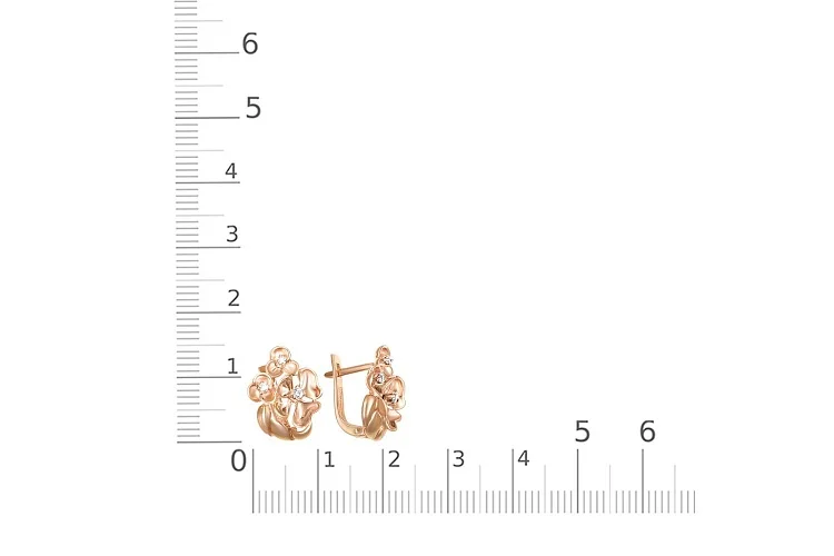Серьги Цветы из красного золота с 6 бриллиантами