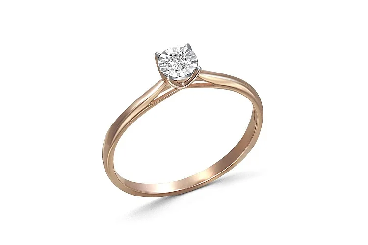Кольцо из красного золота с бриллиантом