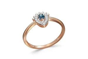 Кольцо из красного золота с топазом лондон и 22 фианитами