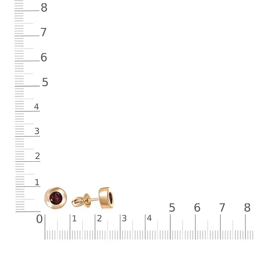 Серьги-пусеты из красного золота с 2 гранатами
