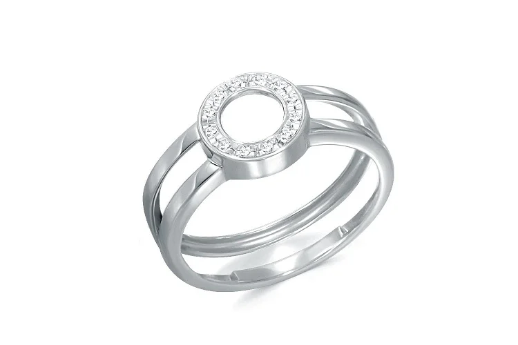 Кольцо Круг из белого золота с 12 фианитами