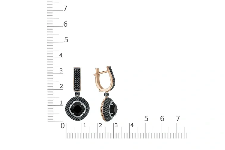 Серьги из красного золота с 2 агатами и 278 фианитами
