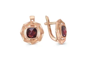 Серьги из красного золота с 2 гранатами