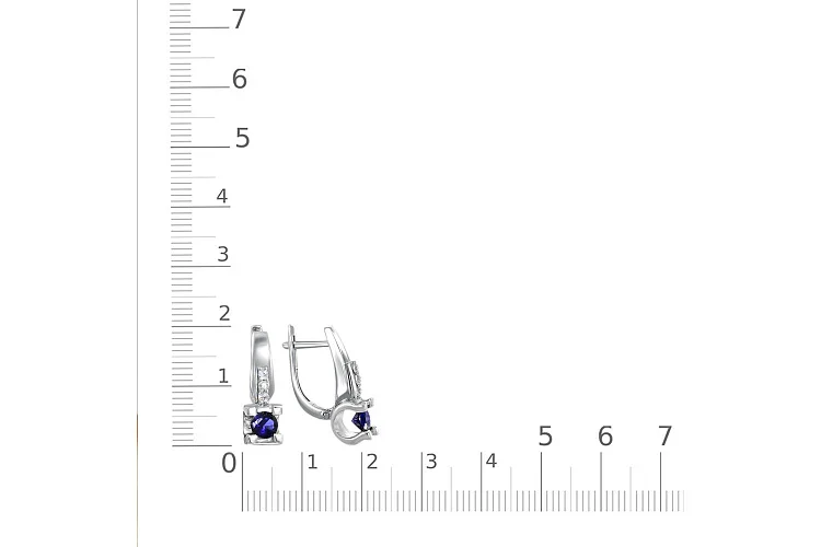 Серьги из белого золота с 8 фианитами