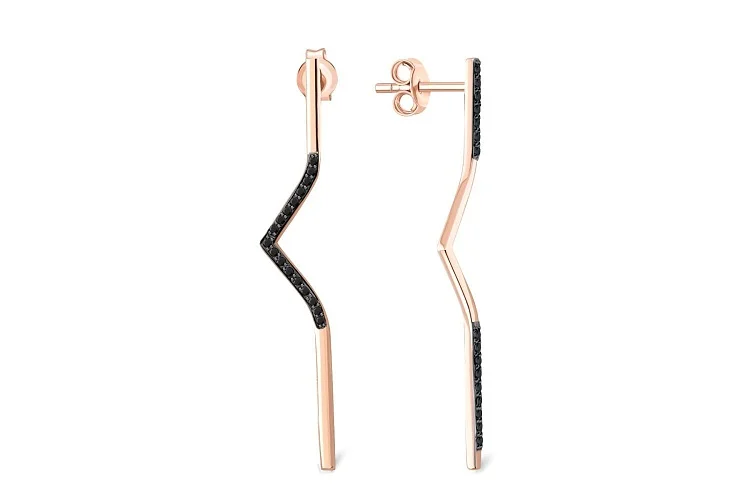 Серьги-пусеты из красного золота с 33 фианитами