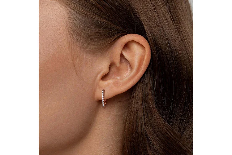 Серьги Дорожки из красного золота с 18 бриллиантами