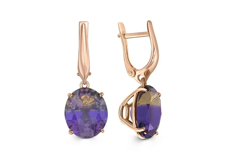 Серьги из красного золота с 2 наноситалами