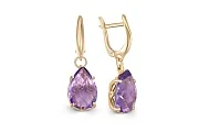 Серьги из жёлтого золота с 2 аметистами