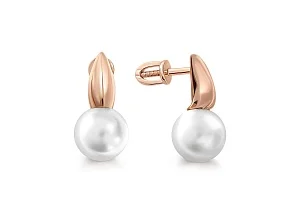 Серьги-пусеты из красного золота с 2 жемчужинами