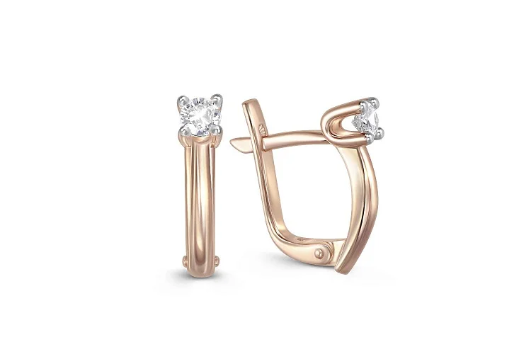 Серьги из красного золота с 2 бриллиантами