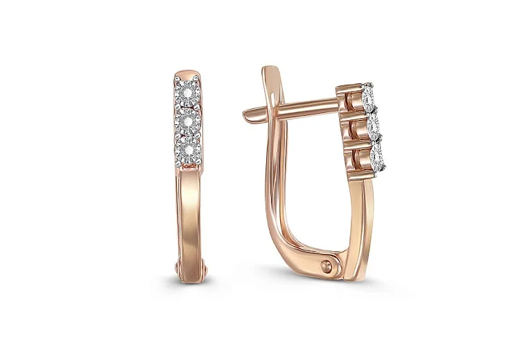 Серьги из красного золота с 6 бриллиантами