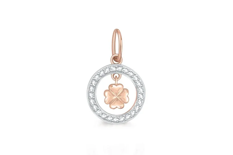 Подвеска Клевер из красного золота с 25 фианитами