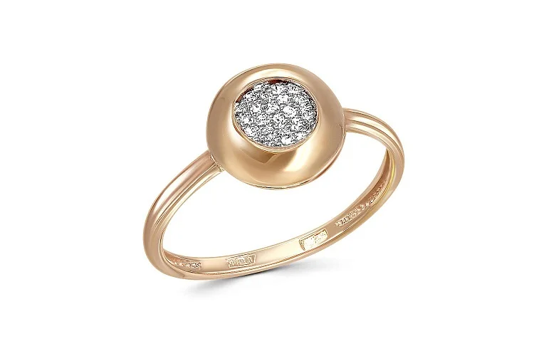 Кольцо из красного золота с 26 бриллиантами