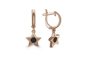 Детские серьги Звезды из красного золота с 2 ониксами