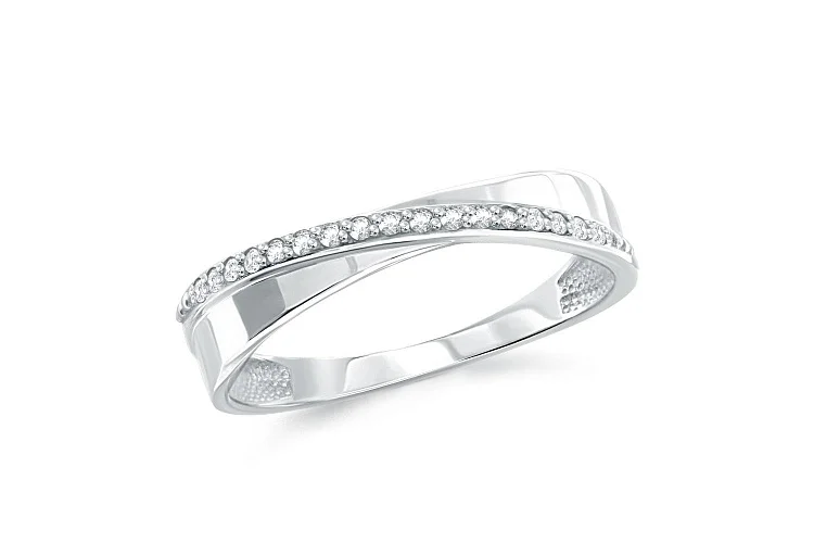 Кольцо Дорожка из белого золота с 17 фианитами