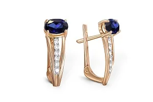Серьги из красного золота с 2 сапфирами и 12 бриллиантами
