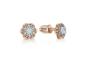 Серьги-пусеты Цветы из красного золота с 2 бриллиантами