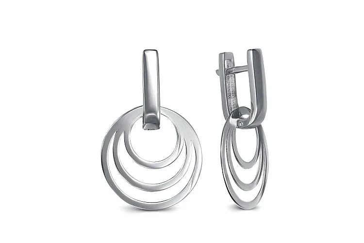 Серьги-трансформеры Круги из белого золота без вставок