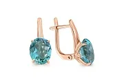 Серьги из красного золота с 2 кварцами