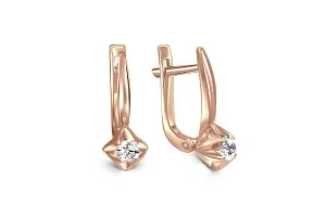 Серьги Цветы из красного золота с 2 бриллиантами