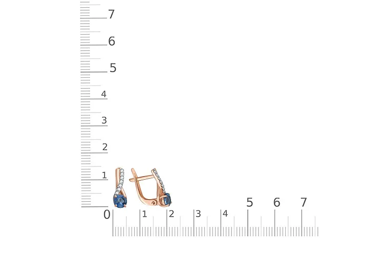 Серьги из красного золота с 2 топазами лондон и 14 фианитами