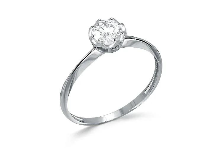 Кольцо из белого золота с фианитом