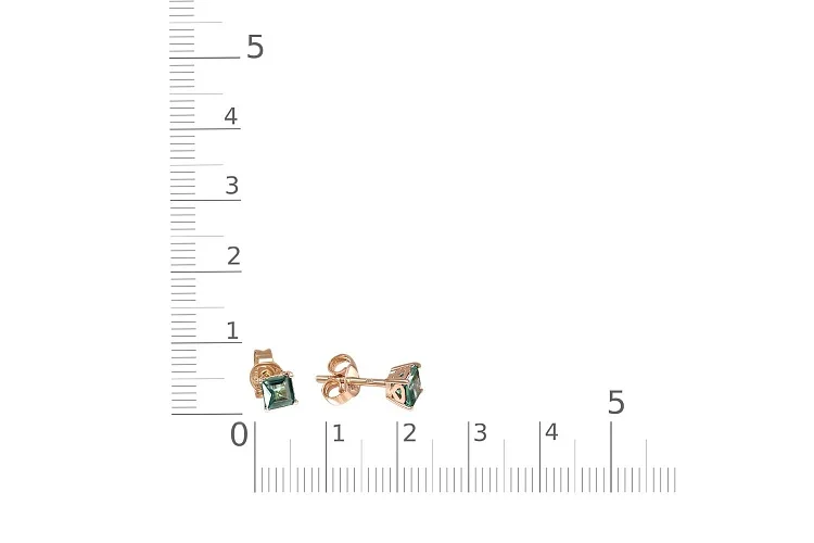 Серьги-пусеты из красного золота с 2 апатитами