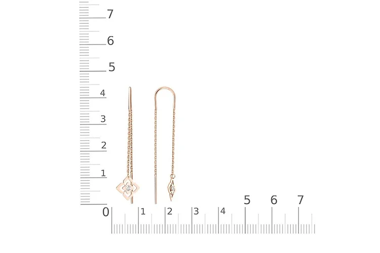 Серьги-продёвки из красного золота с 2 бриллиантами