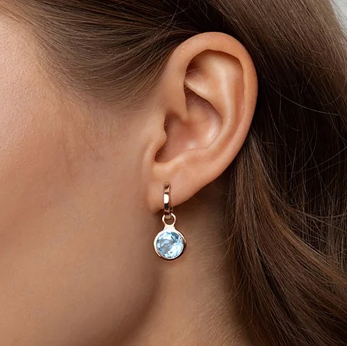 Подвеска серёг-трансформеров из красного золота с топазом sky