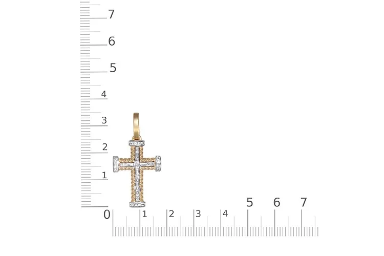 Крест из жёлтого золота с 24 фианитами