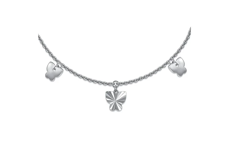 Колье Бабочка из белого золота без вставок