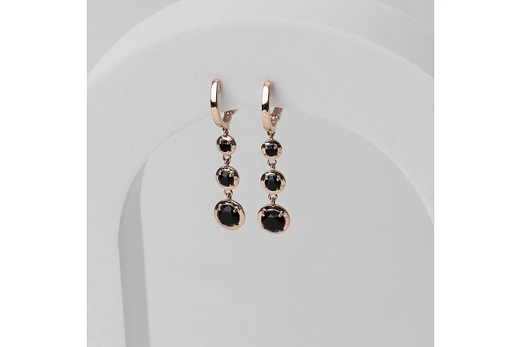 Серьги из красного золота с 6 агатами