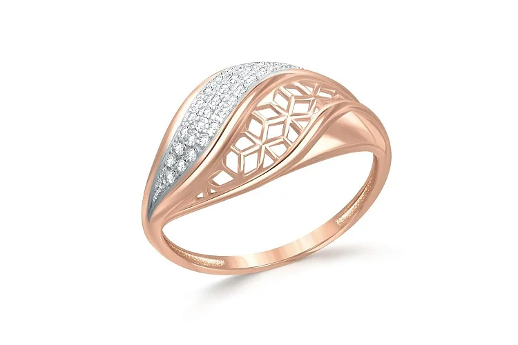 Кольцо Дорожка из красного золота с 30 фианитами