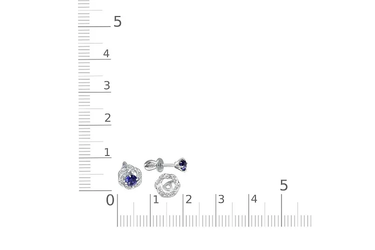 Серьги-пусеты из белого золота с 26 фианитами