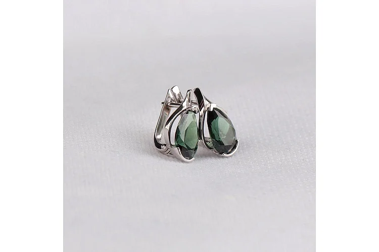 Серьги из белого золота с 2 турмалинами