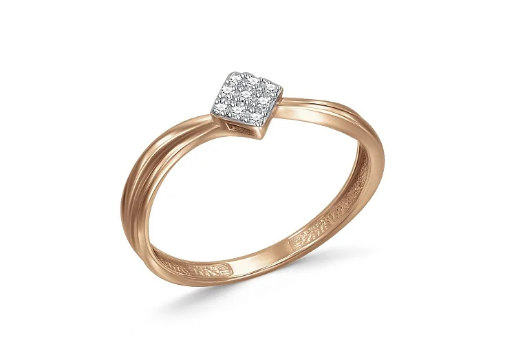 Кольцо из красного золота с 9 бриллиантами