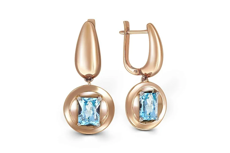 Серьги из красного золота с 2 топазами sky