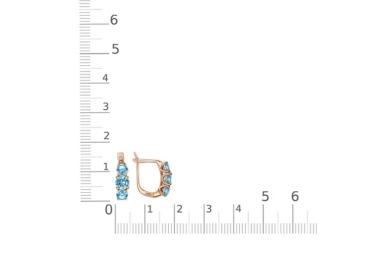 Серьги из красного золота с 6 топазами swiss
