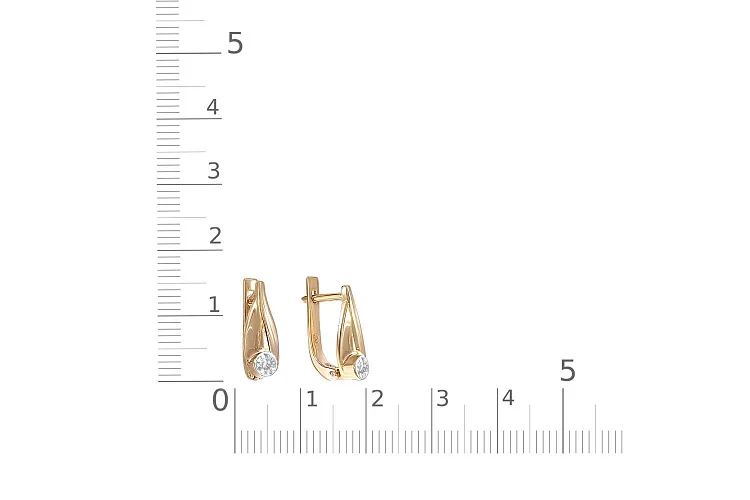 Серьги из жёлтого золота с 2 бриллиантами