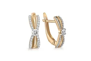 Серьги из жёлтого золота с 50 фианитами