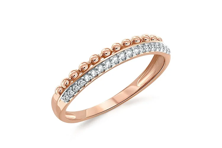 Кольцо Дорожка из красного золота с 19 фианитами