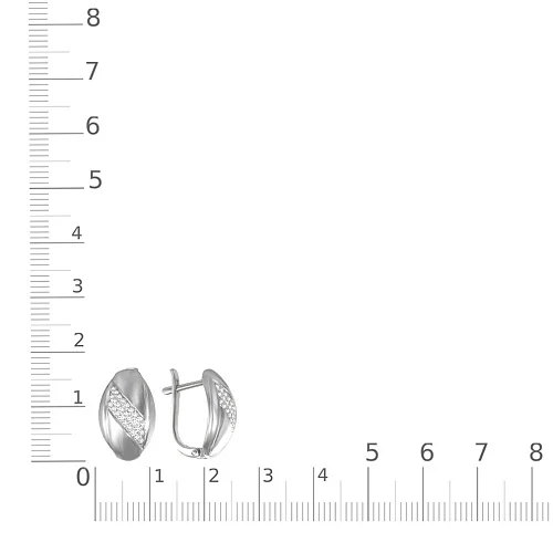Серьги из белого золота с 54 фианитами