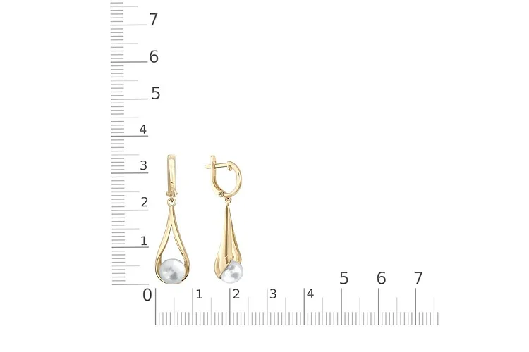 Серьги из жёлтого золота с 2 жемчужинами