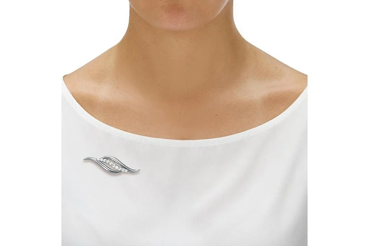 Брошь Дорожка из белого золота с 10 фианитами