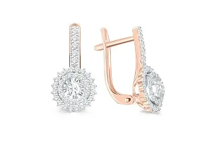 Серьги из красного золота с 80 фианитами