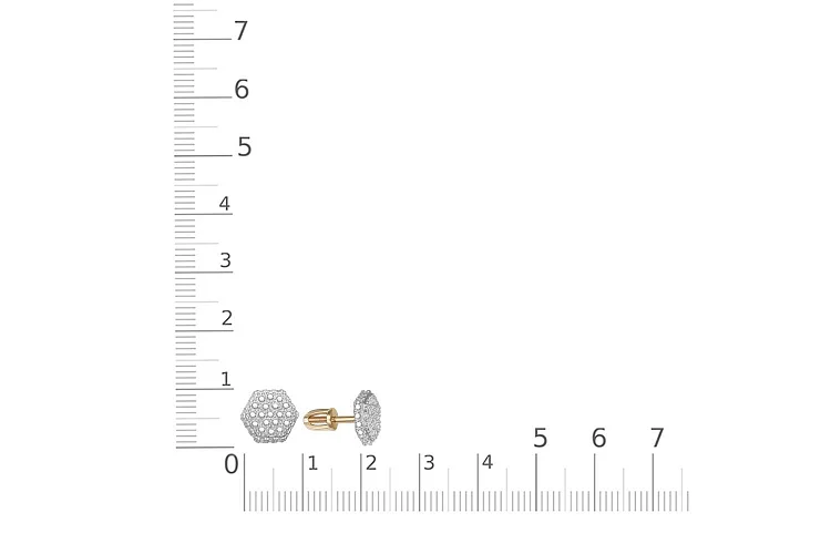 Серьги-пусеты из жёлтого золота с 74 фианитами